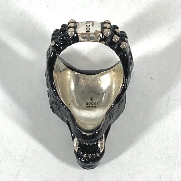 GUCCI Anger Forest Wolf Head Accessories Ring Black/Silver - Picture 9 of 13